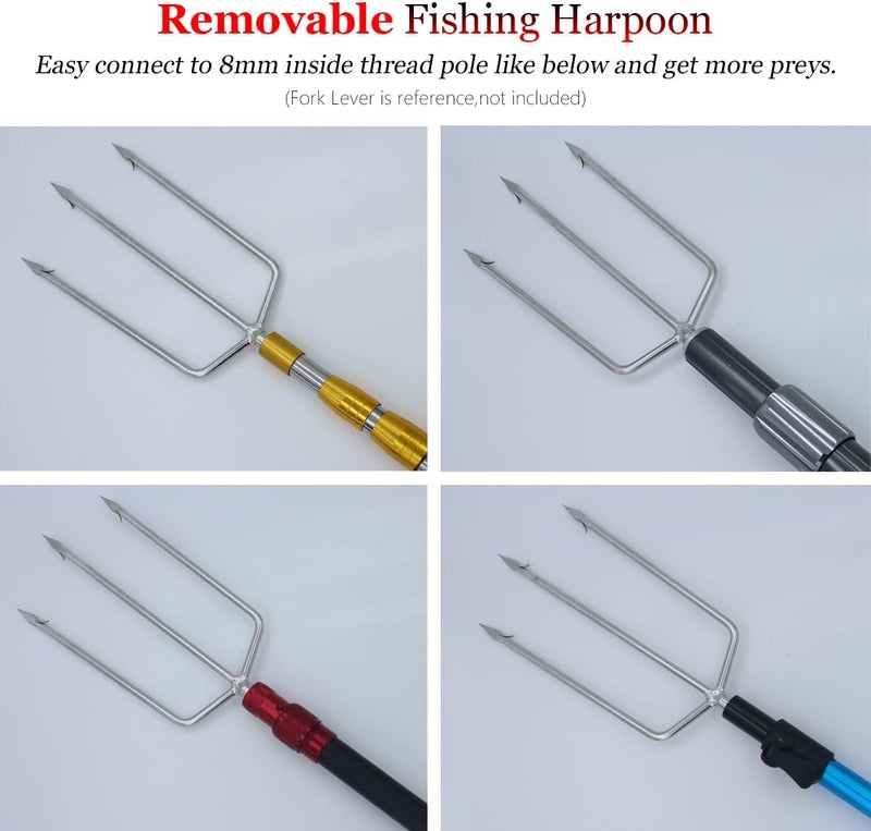 Dutiplus Large Fishing Harpoon 1~11 Prong Barded Stainless Steel Hunting Fish Gig Gaff Fork Hook with 8mm Screw for Catching Big Fish Mole Big Bullfrog - Image 5